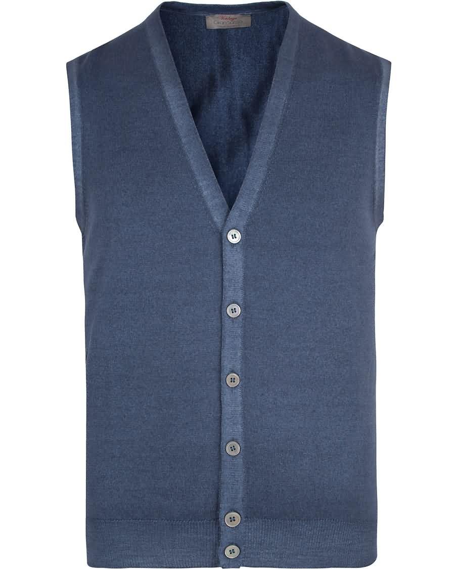 gran sasso merino vintage fashion fit gilet blue Virkelig Online 4fm5n